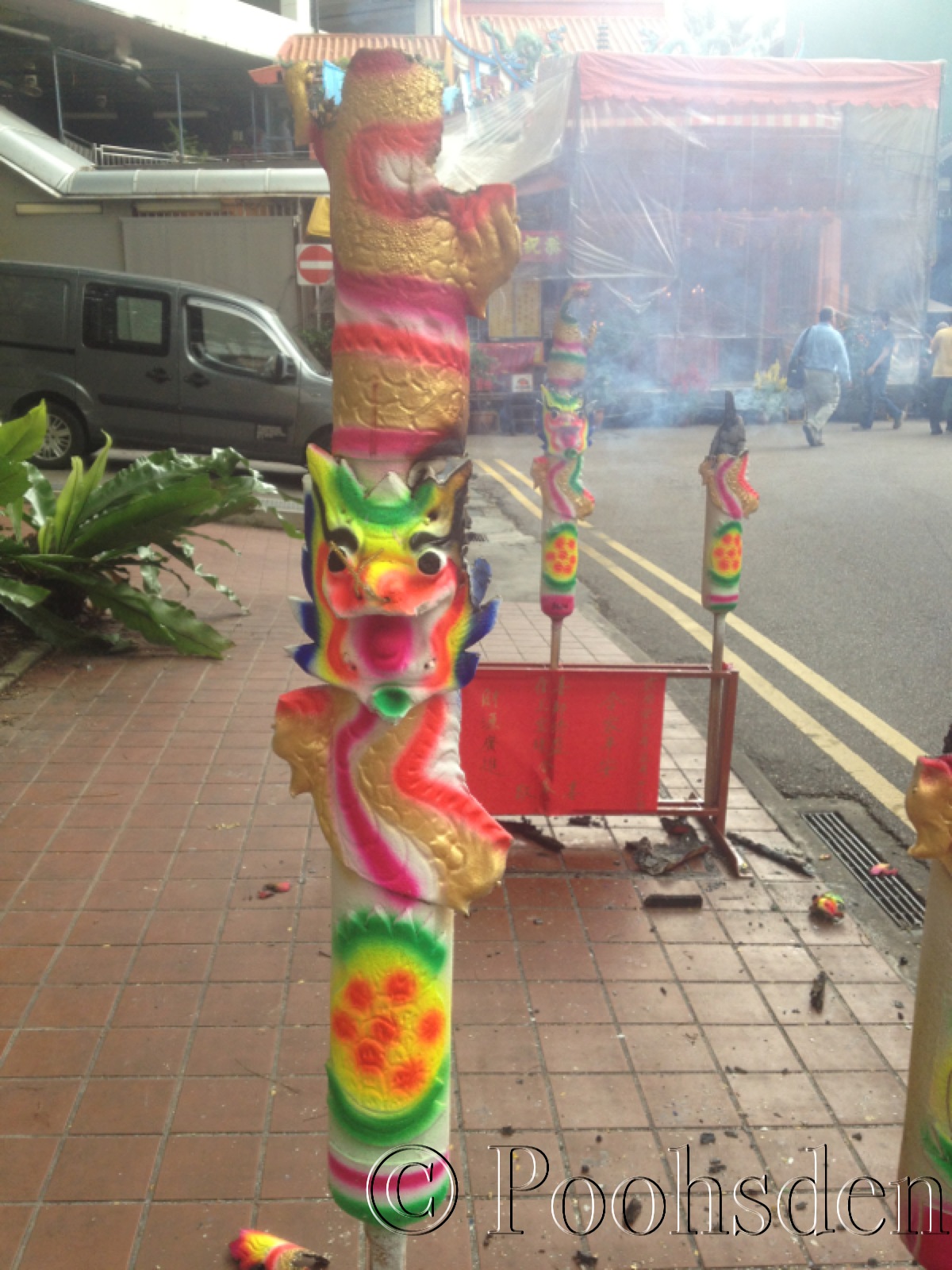 Colorful incense post in Amoy Street, Singapore 